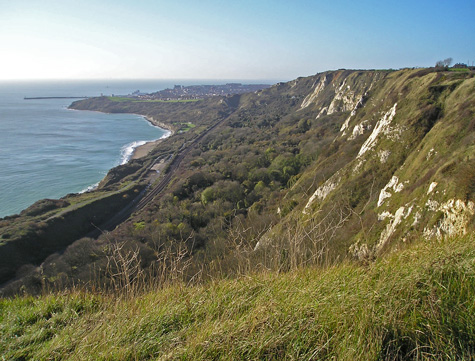 Rail Line from Folkestone to Dover, Kent England